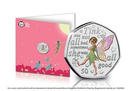 Isle Of Man Tinkerbell Coloured 50p Coin Uncirculated 2020 On Card - Isle Of Man