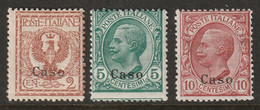 Italy Aegean Caso 1912 Sc 1-3 Egeo Caso Sa 1-3 MH* Some Crazed Gum - Egée (Caso)