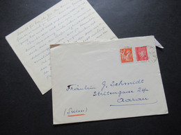 Frankreich 1942 Auslandsbrief Von Allier Nach  Aarau In Der Schweiz OHne Zensur Der Wehrmacht! Brief Mit Inhalt - Storia Postale