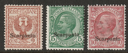 Italy Aegean Scarpanto 1912 Sc 1-3 Egeo Scarpanto Sa 1-3 MH* - Egée (Scarpanto)