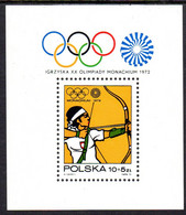 POLAND 1972 Olympic Games, Munich Block MNH / **.  Michel Block 51 - Blocks & Sheetlets & Panes