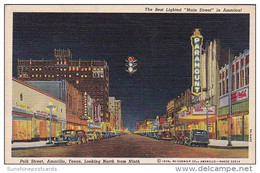 Texas Amarillo Polk Street The Bes Lighted Main Street In America 1944 Curteich - Amarillo