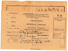 Enregistrement Locations Verbales De Septembre 1920  N: 970 à Carcasonne Le 27 Mars 1935... - Décrets & Lois