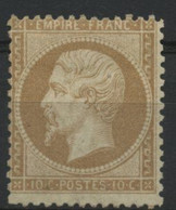 N° 21 COTE 400 € 10ct Bistre Neuf Sans Gomme Signé A. BRUN. - 1862 Napoléon III