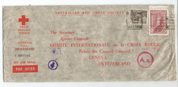 AUSTRALIA 9D+5/ LARGE COVER MESSAGE SERVICE RED CROSS AUSTRALIAN VICTORIA 1944 AIR MAIL TO GENEVE SUISSE CENSURE - Covers & Documents