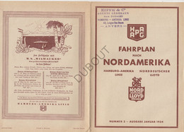 Navigation Hamburg-Amerika Linie - Norddeutscher Lloyd - Nordamerika Fahrplan 1934 Eiffe&Co Anvers (V43) - Welt