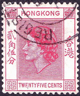 HONG KONG 1958 QEII 25c Rose-Carmine SG182a FU - Usati