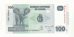 BILLET NEUF BANQUE CENTRALE DU CONGO 100 FRANCS THEME ELEPHANTS. EMIS 31/07/2007. - République Du Congo (Congo-Brazzaville)