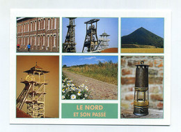 Le Nord Et Son Passé. Mines, Terrils, Pavés, Lampe... CP Multivues Utilisée Voyagée En 2012 Vers Villemoustaussou (11) - Nord-Pas-de-Calais