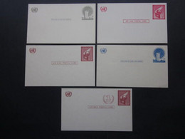 A GROUP OF FIVE 1950's UNITED NATIONS UNUSED POSTAL CARDS. ( 02223 ) - Covers & Documents