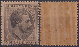 1884-284 CUBA 1884 ALFONSO XII 4 Ml IMPRESOS GOMA ORIGINAL Y BUEN CENTRAJE. - Préphilatélie