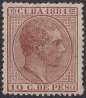 1881-113 CUBA 1881 ALFONSO XII 10c SIN GOMA Y BUEN CENTRAJE. - Préphilatélie