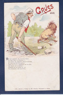 CPA Lion Satirique Surréalisme Gruss Litho Non Circulé - Löwen