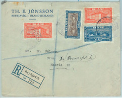 68789 - ICELAND  - Postal History -  REGISTERED COVER  To SPAIN Via GB  1931 - Lettres & Documents