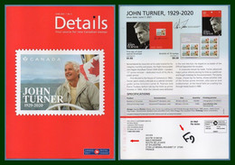 Canada Post Ottawa Postage Paid / Port Payé John Turner > France Entier Postal Stationery 2021 (15X21cm) - Modern Cards