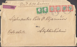 1908. Two Kings. 15 Aur Red/green. Perf. 12 3/4, Wm. Crown In Stripe Of 4 Together Wi... (Michel 54+) - JF425211 - Covers & Documents