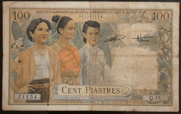 Indochina Indochine Vietnam Viet Nam Laos Cambodia 100 Piastres VF Banknote Note / Billet 1953 - Pick # 108 / 2 Photos - Indochina