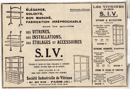 RARE PUB SUR PAPIER - 1927 - VITRINES - ETALAGES ET ACCESSOIRES - S.I.V. - SOCIETE INDUSTRIELLE DE VITRINES - PARIS - - Matériel