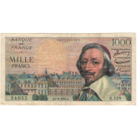 France, 1000 Francs, Richelieu, 1955, 1955-04-07, TB+, Fayette:42.12, KM:134a - 1 000 F 1953-1957 ''Richelieu''