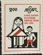 INDIA 1995 LABEL OF ASHA SADAN PLATINUM JUBILEE YEAR FACE VALUE 2 RUPEE PICTURE OF CHILDREN WITH HOME - Autres & Non Classés