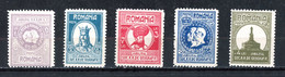 Roumanie   Y&T   319 - 323    XX   ---    MNH  --  Excellent état. - Unused Stamps