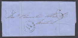 Canada 1855 Stampless Folded Letter, Quebec And "6" To Montreal - ...-1851 Vorphilatelie