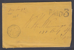 Canada 1871 Stampless Cover, Goderich With "Paid 3" To Toronto - ...-1851 Prephilately