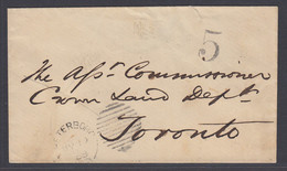 Canada 1868 Stampless Cover, Peterborg With "5" To Toronto - ...-1851 Préphilatélie