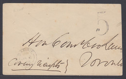 Canada 1869 Stampless Cover, Barrie And "5" To Toronto - ...-1851 Préphilatélie