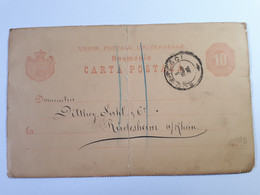 ROMANIA 1887: Carta Postala, O - LIVRAISON GRATUITE A PARTIR DE 10 EUROS - Briefe U. Dokumente