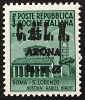 ITALIA - C.L.N. ARONA N. 4 Cat.225€ - GOMMA INTEGRA - MNH** - National Liberation Committee (CLN)