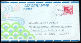 CA223- COVERAUCTION!!! - AEROGRAM - JAPAN, TOKYO 16-V-2006 TO BOGOTA, COLOMBIA - BIRDS - Covers & Documents