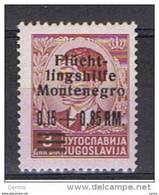 MONTENEGRO - OCCUPAZ. TEDESCA:  1944  SOPRASTAMPATO  -  0,15 + 0,85 Rm/3 D. BRUNO  ROSSO  N. -  SASS. 15 - German Occ.: Montenegro
