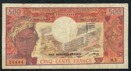 CAMEROUN P15b 500 FRANCS 1974  F-VF    NO P.h. - Kameroen