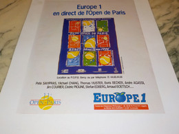 ANCIENNE PUBLICITE EUROPE 1 ET OPEN DE PARIS 1996 - Other & Unclassified