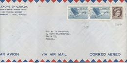 CANADA  -  N° 255 X2+N°267/ LETTRE Par AVION Pour PARIS -C àD /MONTREAL - 7-II-1957 - Covers & Documents
