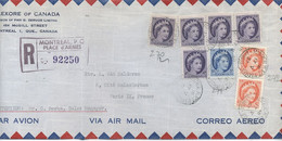 CANADA  - N°270 X 5 +271 +272x 2  / LETTRE  RECOM .par AVION Pour PARIS - C à D -MONTREAL / 17-V-1957 - Covers & Documents