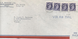 CANADA  - N°270 X 4 / LETTRE Par AVION Pour PARIS - C à D -MONTREAL / 7 -VIII-1956 - Storia Postale