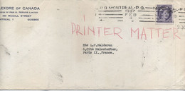 CANADA  - N°270 / LETTRE Pour PARIS - C à D -MONTREAL / 4 FEB -1957- TARIF Imprimé Pour L'EUROPE - Briefe U. Dokumente