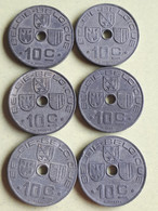 BELGIË: 5 X  10 CENTIMES 1941-42-43-44- En 1946 Vl/Fr KM131 + VL/Fr KM 126 - 10 Cent