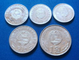 Korea Specimen 2002 2008 1 5 10 50 Chon 1won 5pcs UNC- - Corea Del Nord