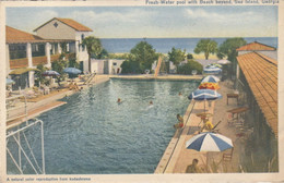 FRESH WATER POOL WITH BEACH BEYOND SEA ISLAND GEORGIA 1950 - Autres & Non Classés