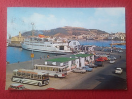 SPAIN POSTAL POST CARD Nº 40 CEUTA TRANSBORDADOR Y MONTE HACHO AUTOBUSES COCHES DE ÉPOCA TRANSBORDEUR TRANSPORT BUSES... - Ceuta