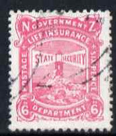 New Zealand 1913 Life Insurance 6d Pink P14x15 Very Fine Used, SG L36c - Other & Unclassified