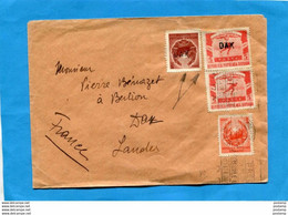 ROUMANIE LETTRE Cad 1951->Françe-3 Stamps 1136 Patinage 1 Surch DAX+1103  Surcharge DAX Inversée - Covers & Documents