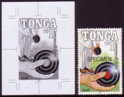 Tonga 1990 Lawn Bowls - Proof In Black & White + Specimen - Read Description - Bocce