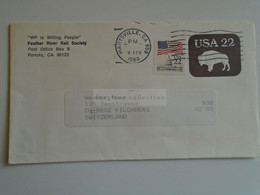 D184867  USA  Postal Stationery Cover  -  Feather River Rail Society - Portola Ca. - Marysville - Buffalo  22c  1988 - 1981-00