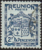 Réunion Obl. N° Taxe 24 - Armoiries Le 2f Bleu - Timbres-taxe