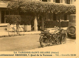 La Varenne St Hilaire , St Maur Des Fossés * Moto Ancienne De Marque ? Motos * Ets GROSNIER 7quai Hôtel Restaurant - Saint Maur Des Fosses