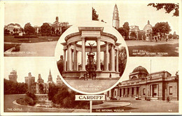 (5 A 12) Older UK Postcard - Wales - Cardiff (5 Views) Posted 1955 - Glamorgan